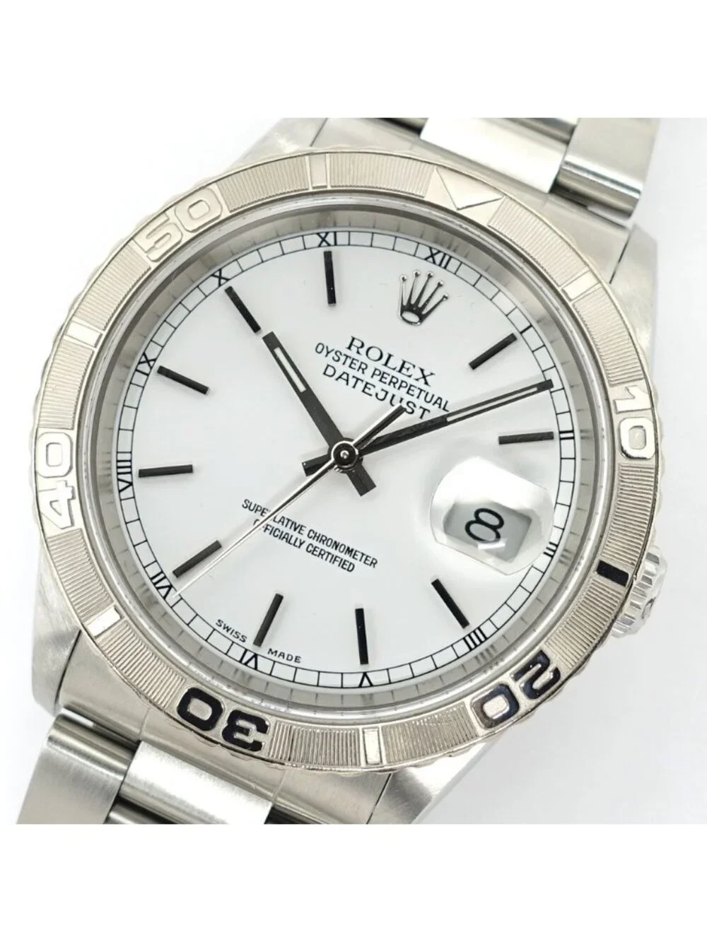 Rolex Datejust Thunderbird 36 SS 18k White Gold Dial Automatic Winding Watch